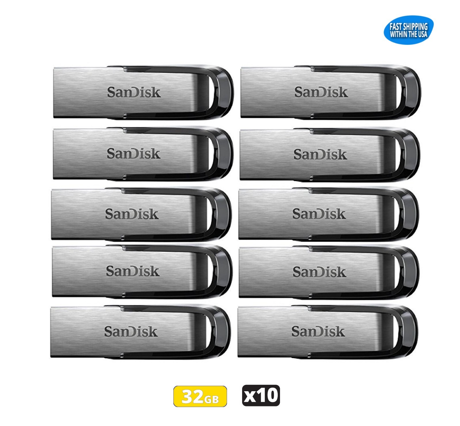 Sandisk Ultra Flair 32GB Flash Drive USB 3.0  Pen Drive Thumb Drive (10 Pack)