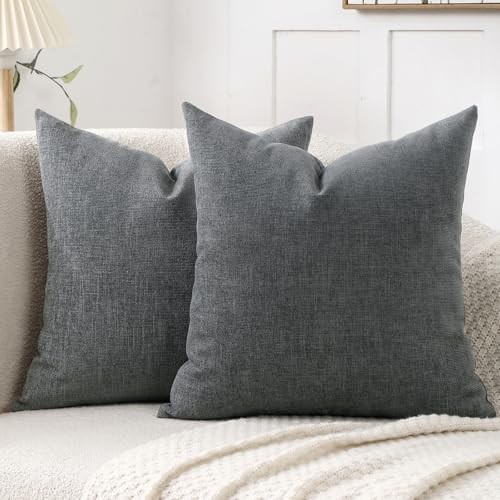 18x18 Inch Decorative Chenille Throw Pillow 18" x 18" (Pack of 2) Dimgray