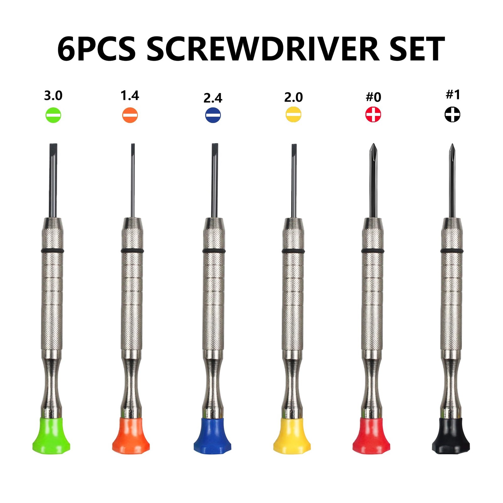 6Pcs Small Screwdriver Set -3pcs Flathead and 3pcs Phillips Micro Colorful