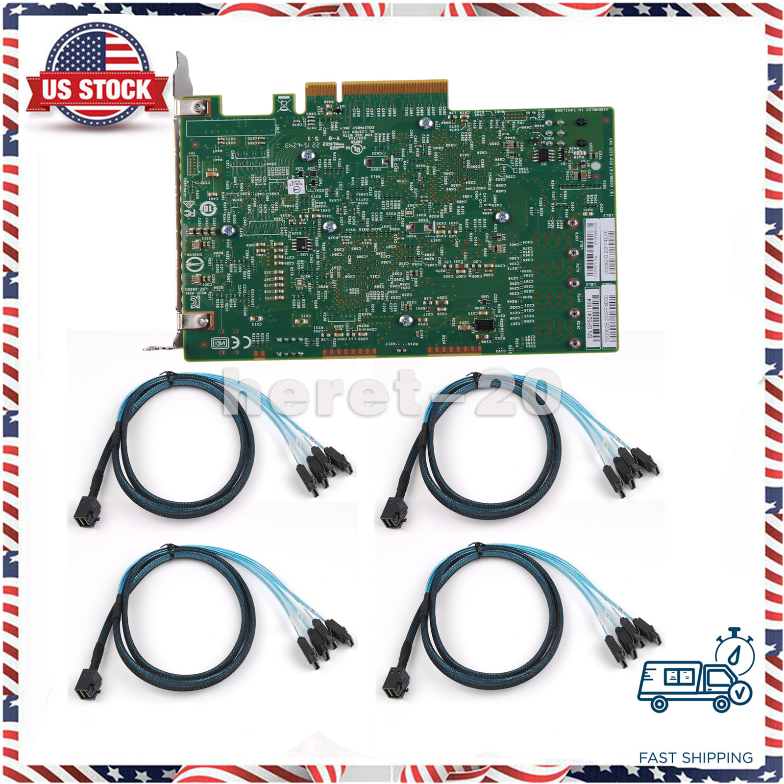 LSI 9300-16i 16-port SAS9300-16I 03-25600-01B 12GB/s Host Bus Adapter W 4 CABLES