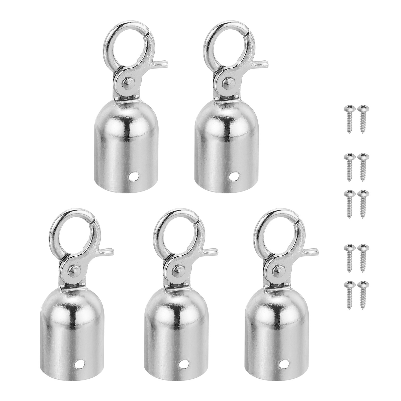 1.1"x3" Stanchion Rope End Stopper 5pcs Cord End Caps Barrier Rope End Silver