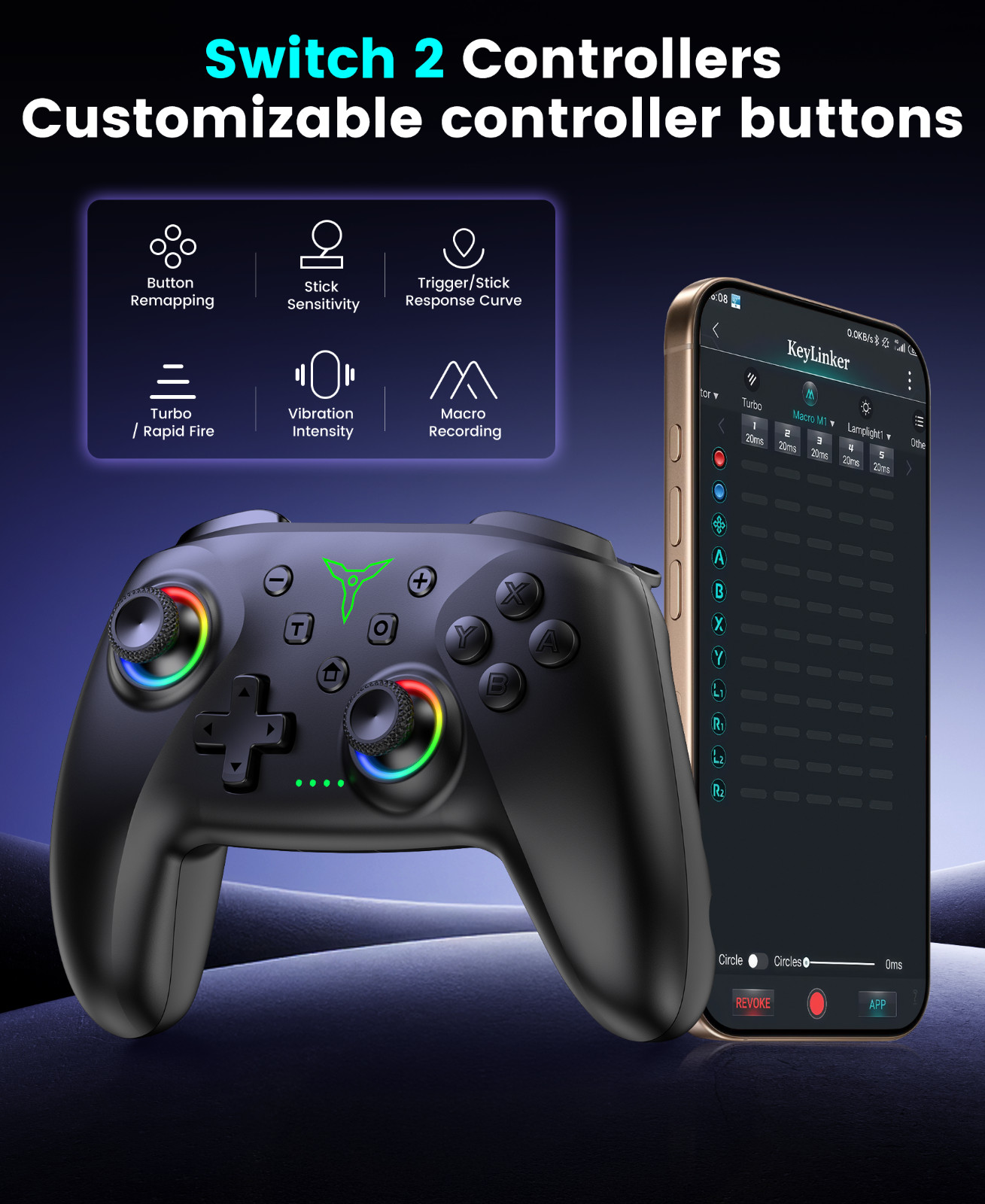Switch 2 Controller for Nintendo Switch 2/Switch/OLED/Lite with Hall Effect