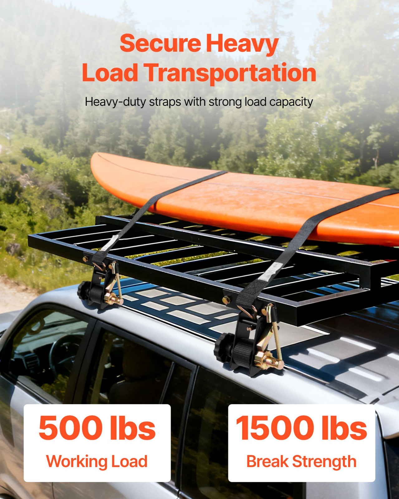 Ladder Rack Ratchet Straps, Cargo Buckle Lock Strap (2 Pack)