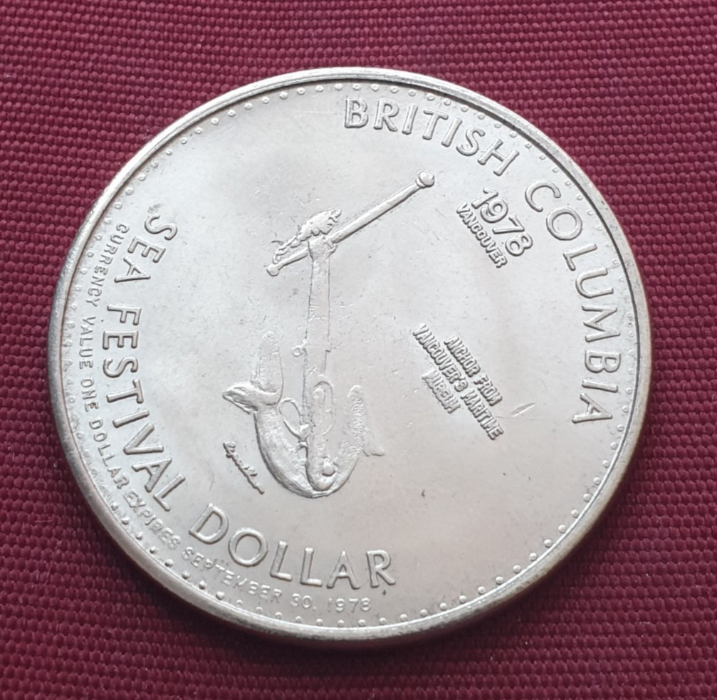 Vancouver B.C  1978 Sea Festival Dollar ANCHOR FROM VANCOUVER'S MARITIME