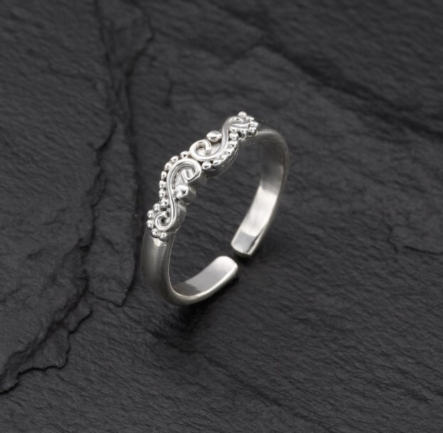 Valentine's Beautiful Gift For Wife Solid Metal Adjustable Toe Ring 925 SS