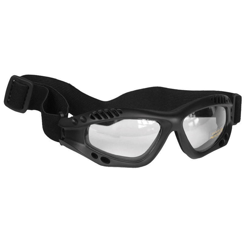Military Tactical Commando Air Pro Goggles Eye Protection Clear Lens Black Frame