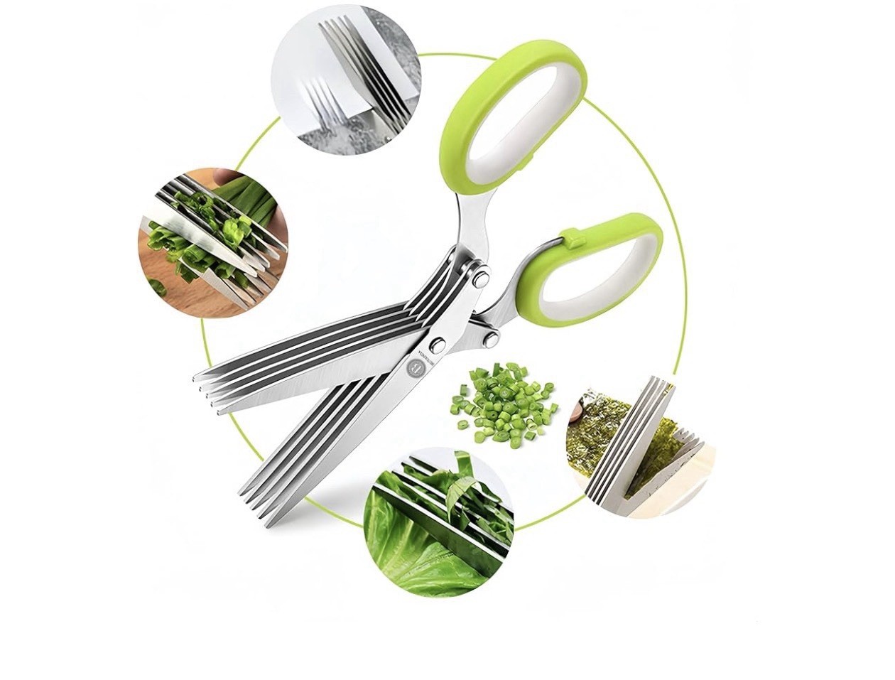 Five-blade stainless steel kitchen scissors, suitable for cilantro scallio 2pcs