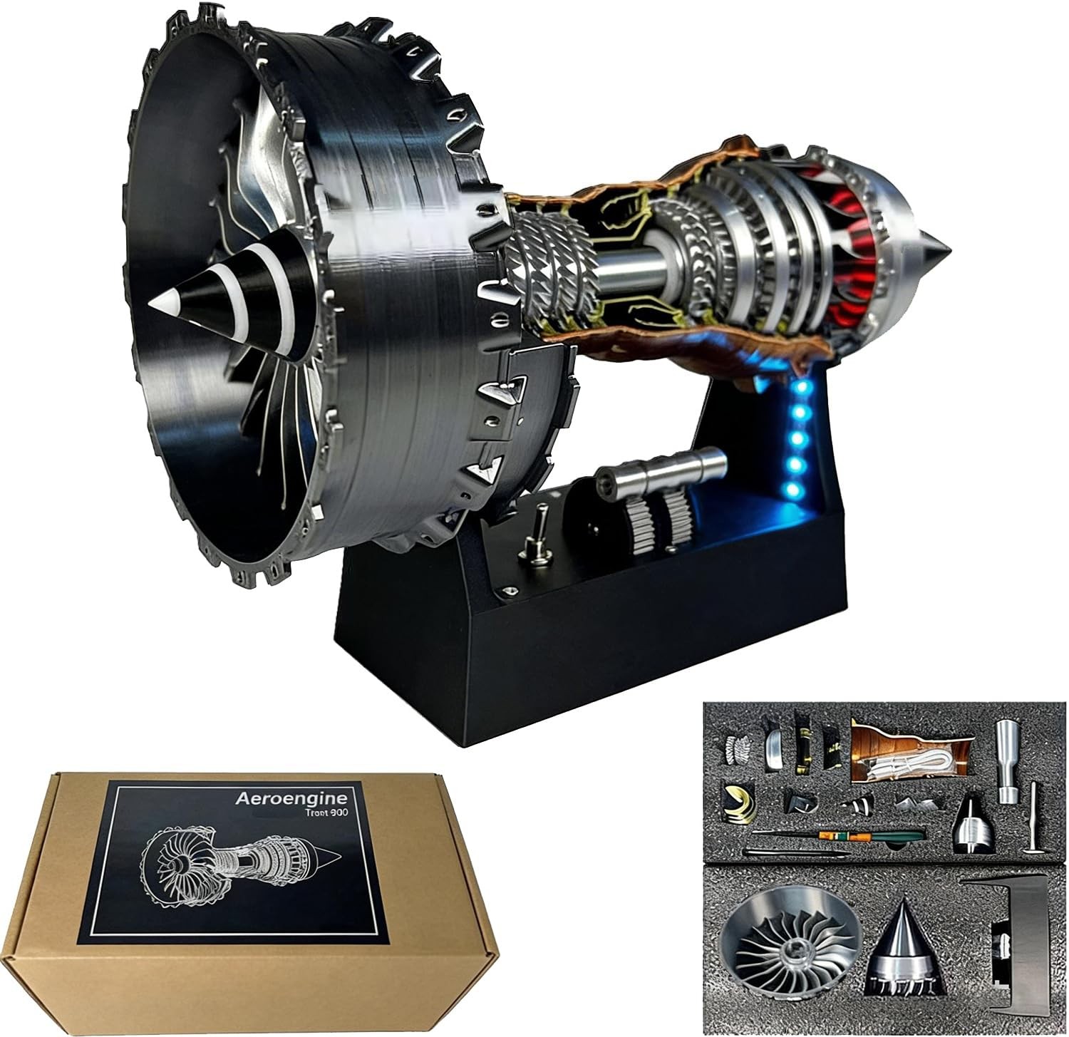 DIY Motorized Turbofan Engine Model Kit, TR900 Aircraft Turbojet Replica