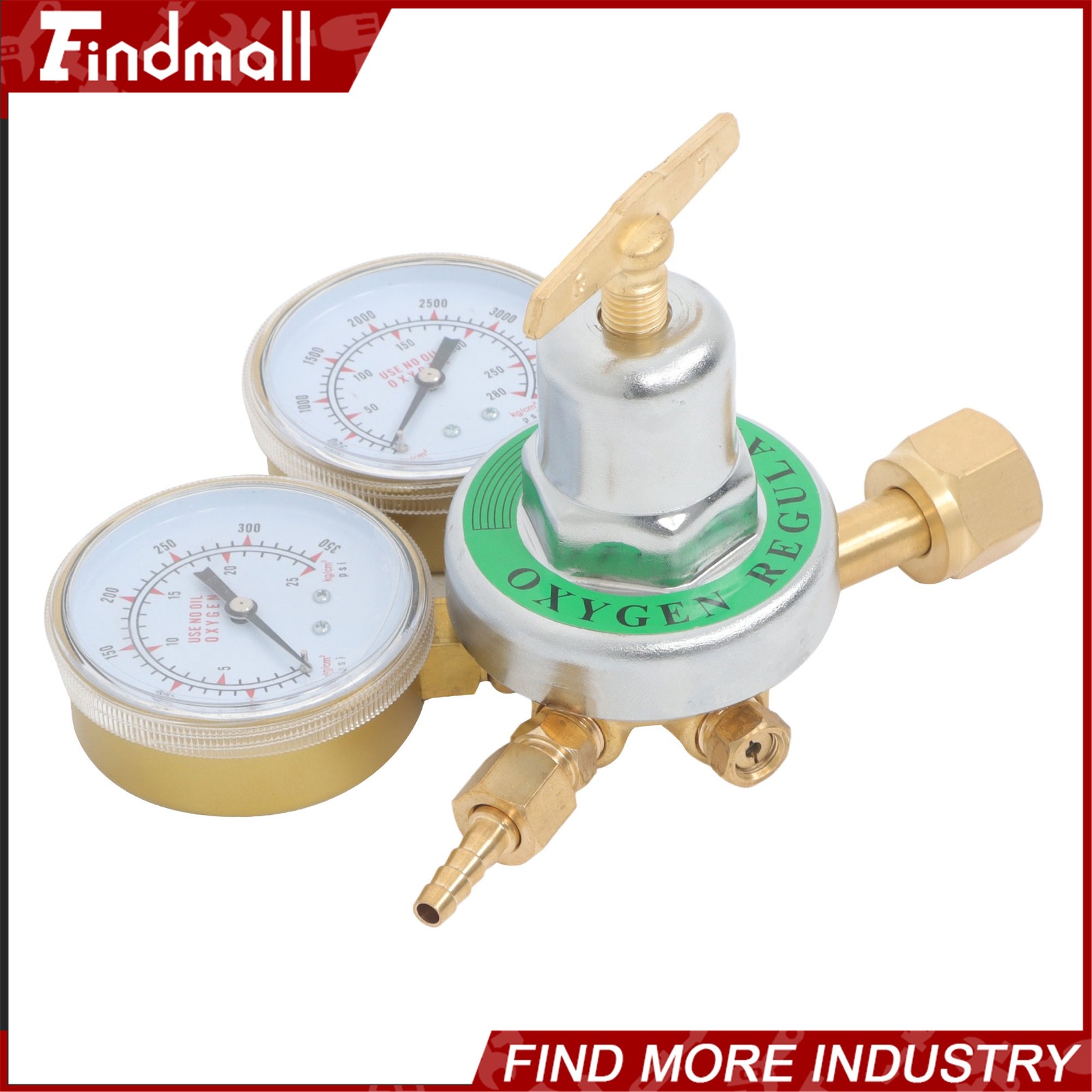 Findmall Oxygen CGA 540 Gas Welding Regulator Pressure Gauge Type Solid Brass