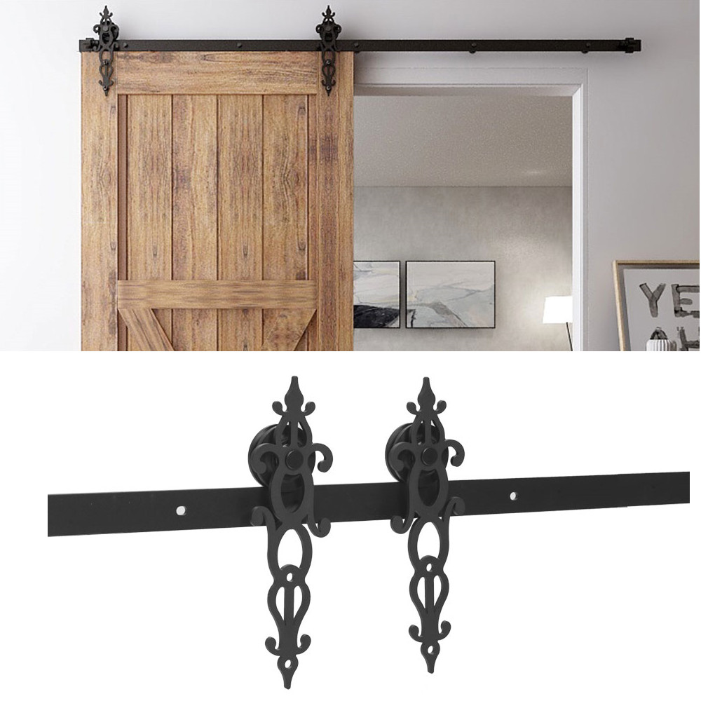 4-12FT Sliding Barn Door Hardware Carbon Steel Track Kit Single/Double Door