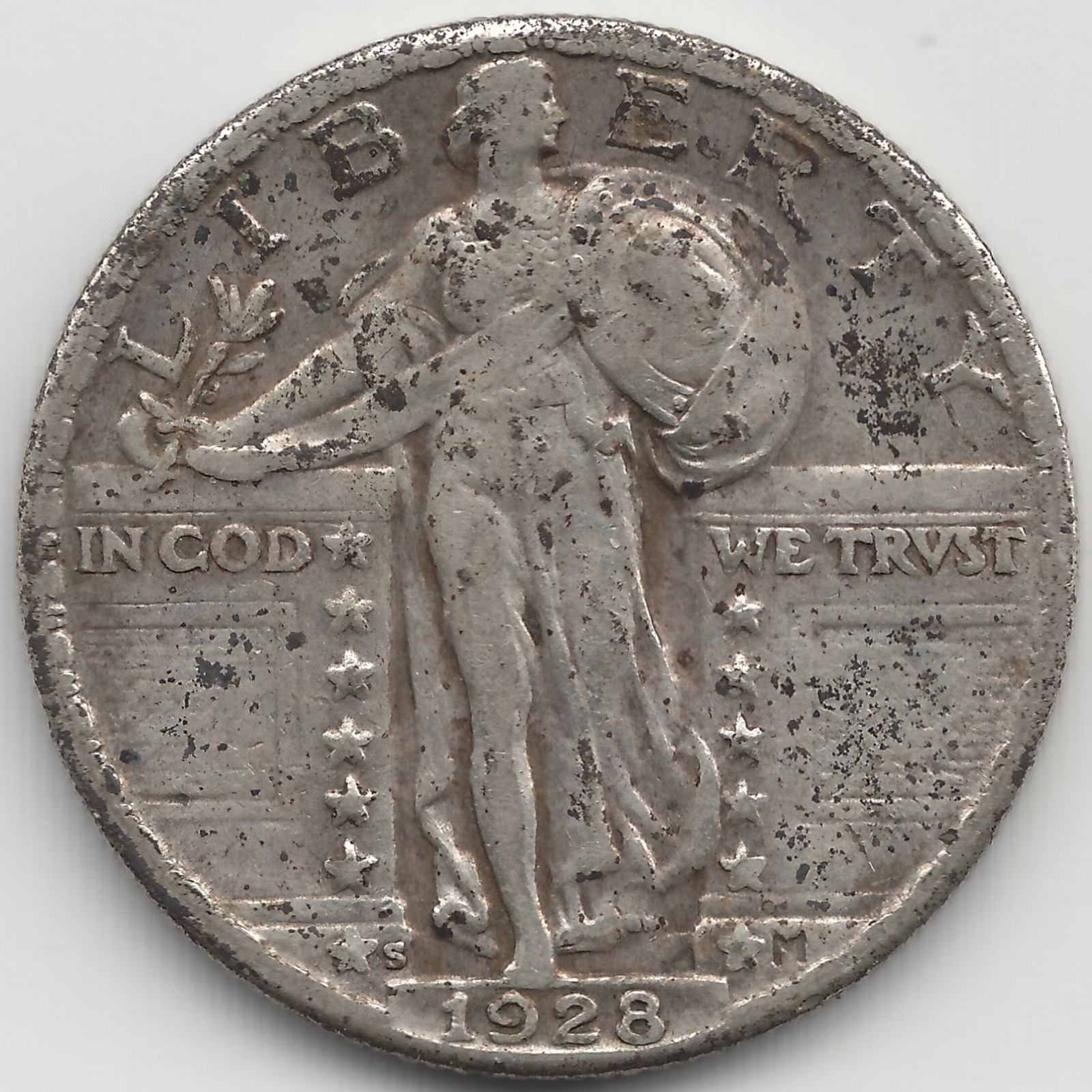 1928 S Standing Liberty Quarter, VF-VF+