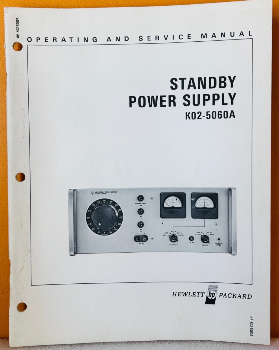 HP 05060-91161 Model K02-5060A Standby Power Supply Operating & Service Manual.