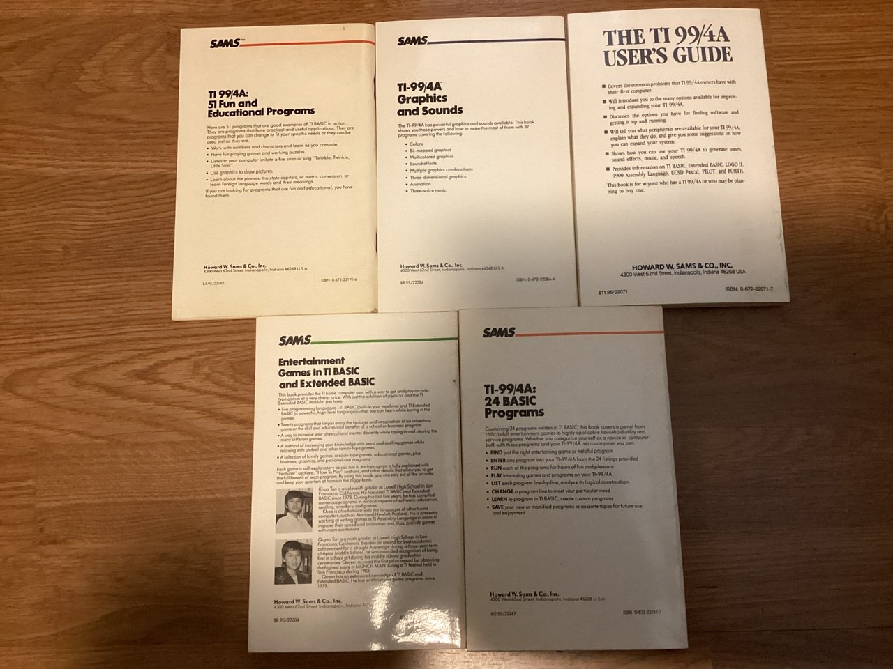 (5) SAMS Books for the Texas Instruments TI-99/4A Computer