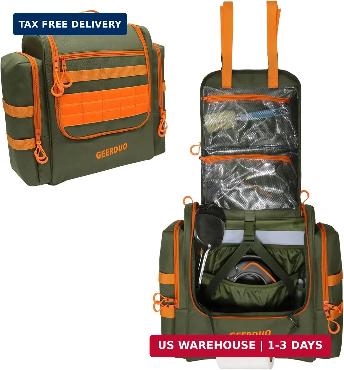 Tactical Camp Kitchen Organizer, Large Camping Utensil Storage Bag with Paper To