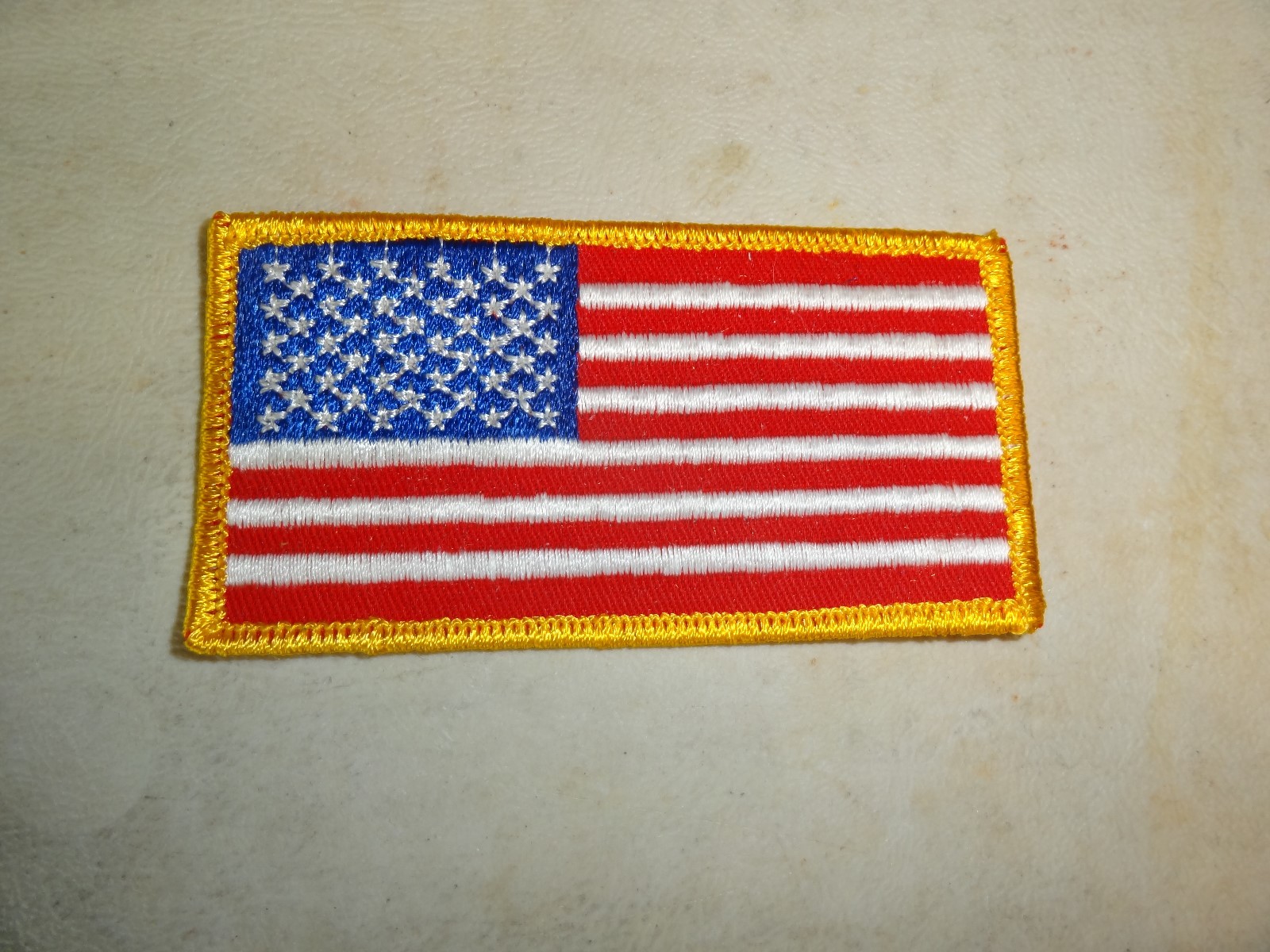 PATCH MILITARY US AMERICAN FLAG FORWARD FACING SHOULDER SEW ON OLDER 4" X 2"