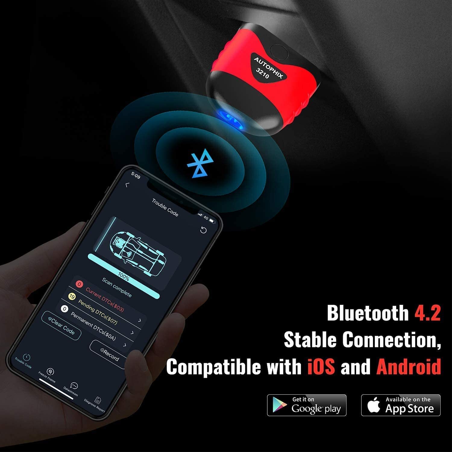 Bluetooth ELM327 OBD2 Code Reader Scanner Car Diagnostic Tool for iPhone Android
