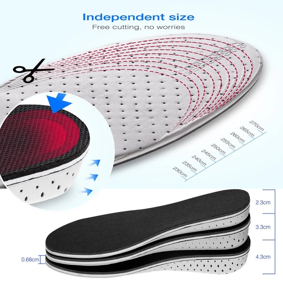 Shoe Lift Height Increase Insole Foot Pad Insert Riser Footpad Unisex