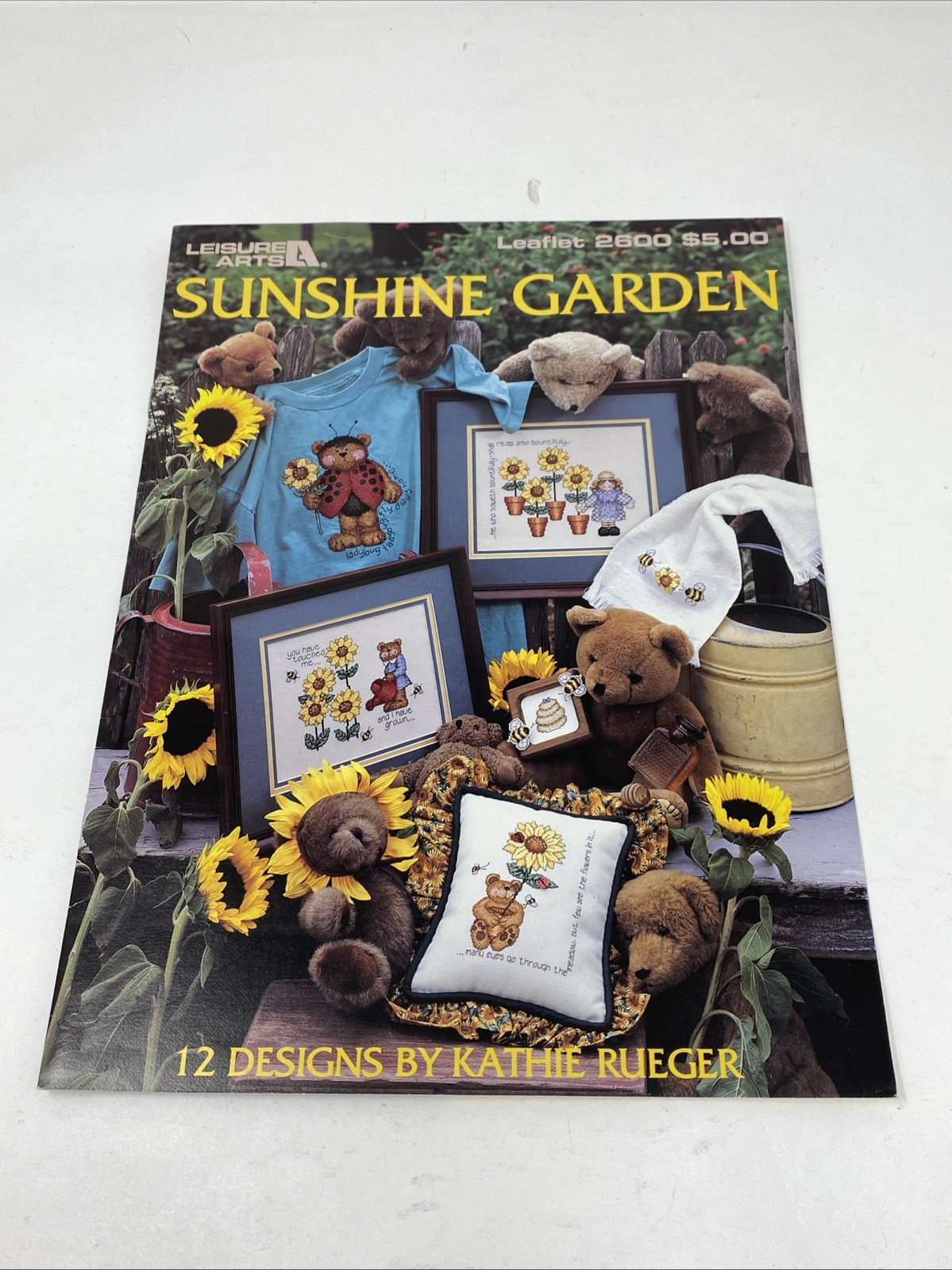 Leisure Arts Cross stitch Sunshine Garden 2600 12 Designs Rueger Sunflower Bears