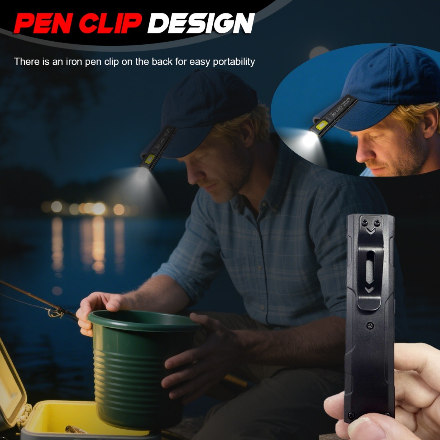 4pcs Mini Thin Flashlight with Pen Clip USB Rechargeable COB Repair Work Light