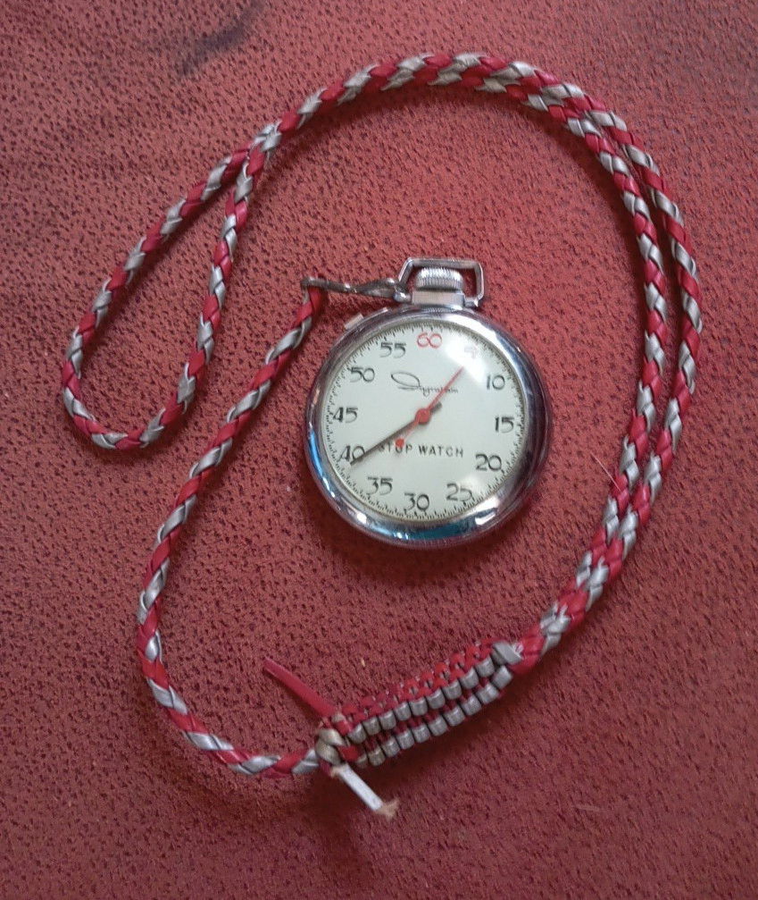 Vintage Ingraham Stop Watch 50mm Silver Tone Manual Wind RUNNING