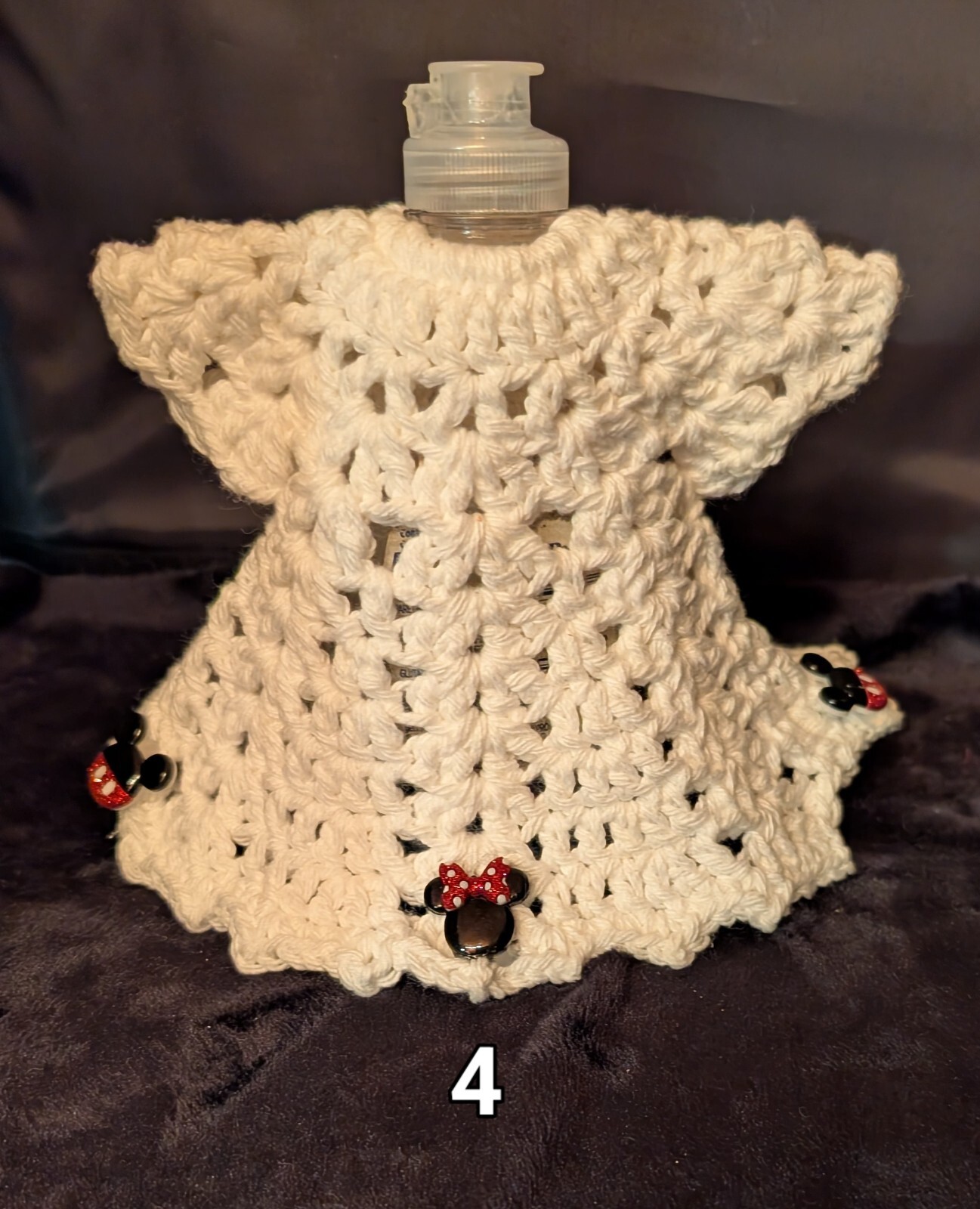 Hand Crochet Dish Soap Dress Cover Embellished For 7floz Bottle Of Dish Soap
