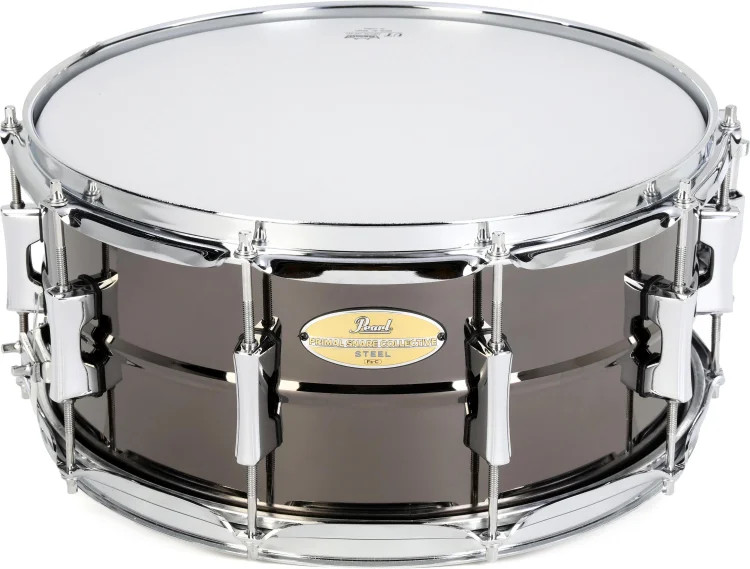 Pearl Primal Collective Steel Snare Drum - 6.5 inches x 14 inches, Black Nickel,
