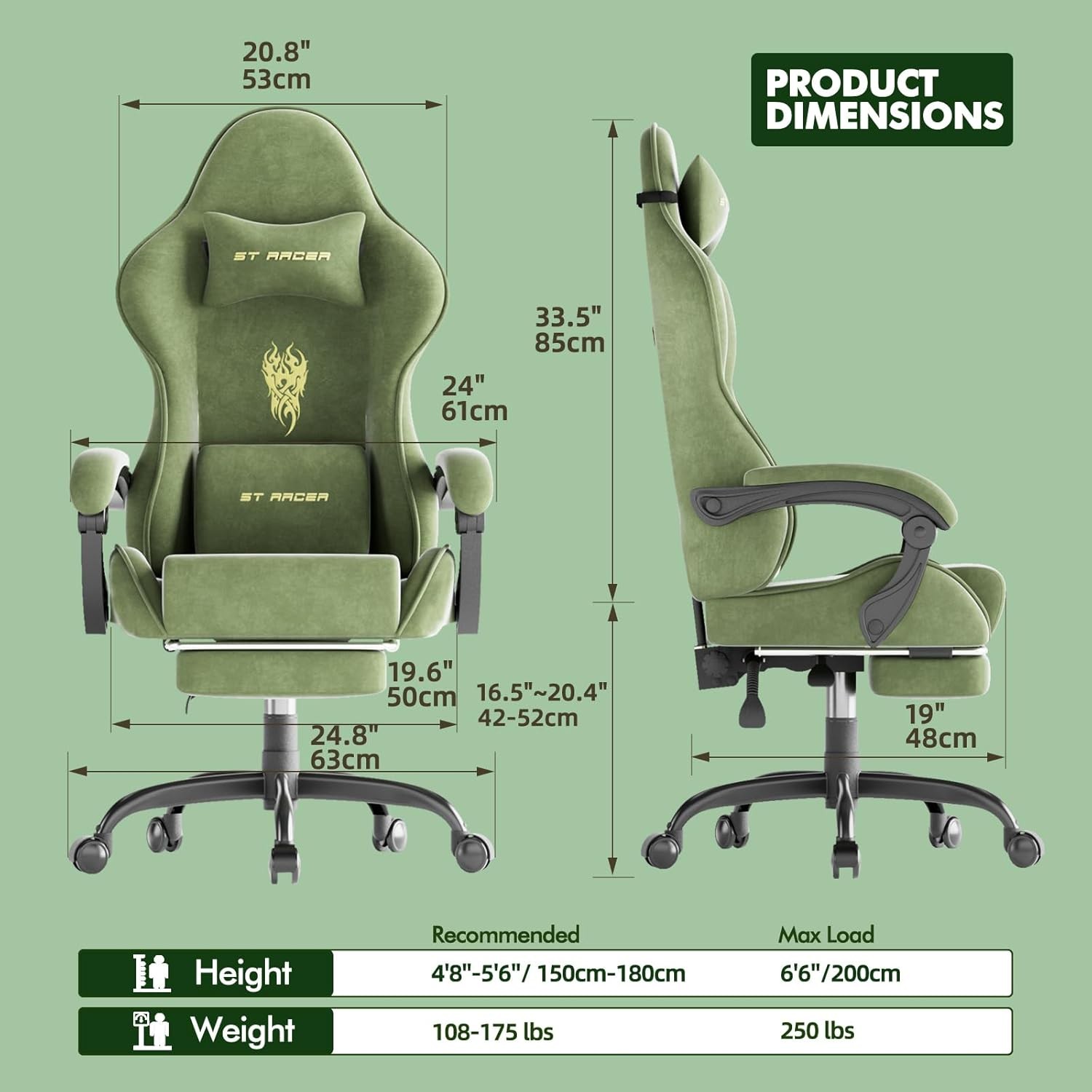 Velvet Fabric Gaming Chair High Back Ergonomic Gamer Chair Adult Comfortable