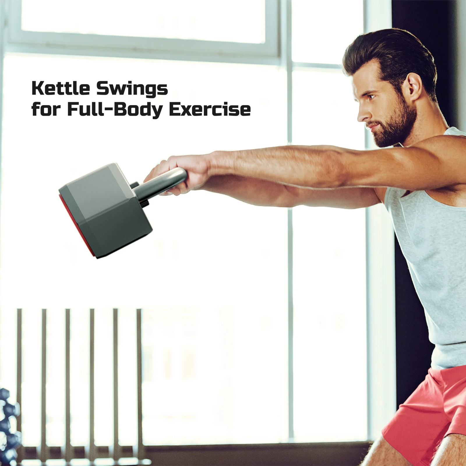 25lbs SmartStack Wide Handle Adjustable Kettlebell 40lbs Weights Exercises Black