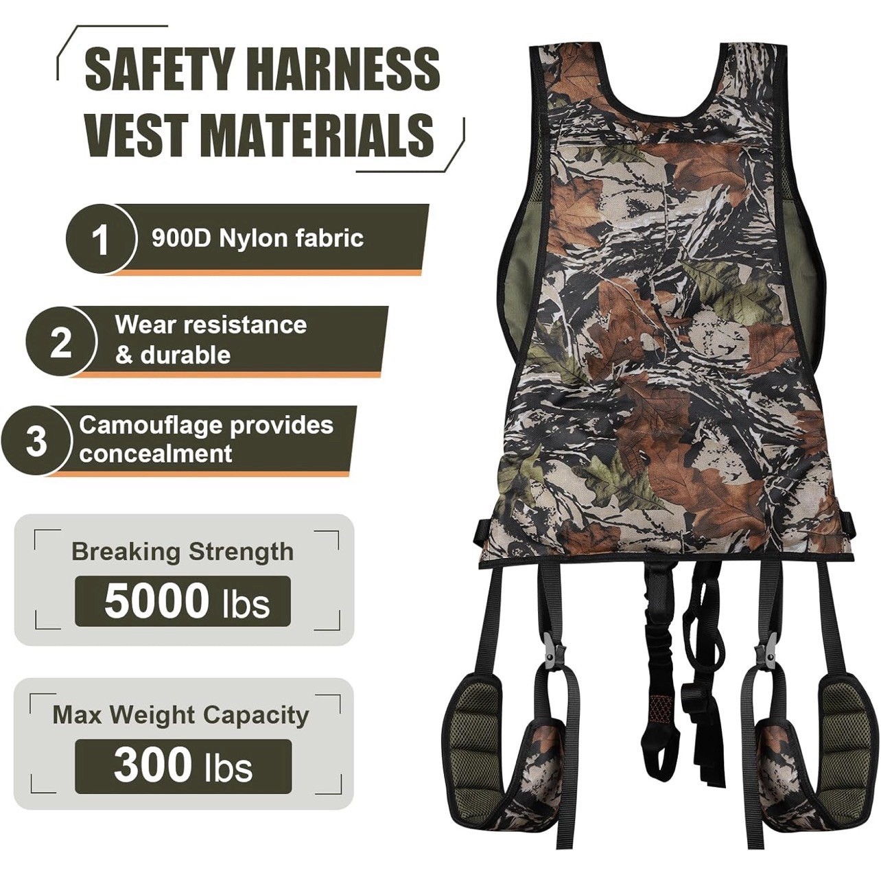 Kalkal Tree Stand Harness, Hunter Safety System Harness Lightweight Padded M/XL