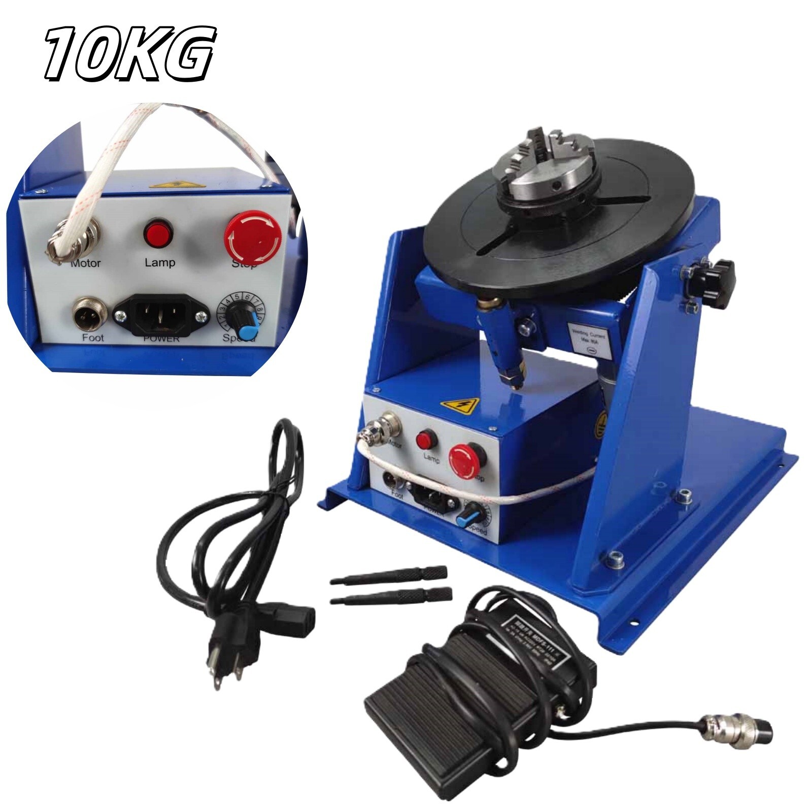 110V 10KG Welding Positioner Turntable 0-90 Degree with 65MM Chuck Welding Tool