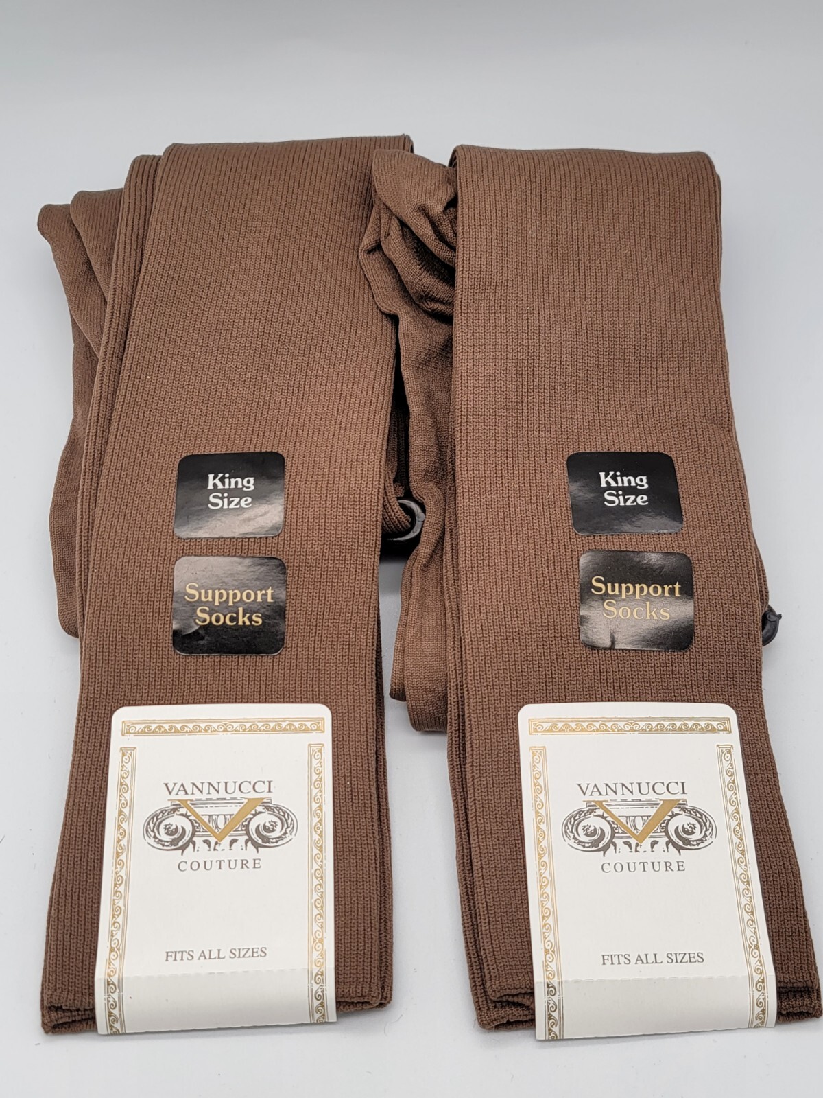 Vannucci Cotton Support Socks KING SIZE Size:13-16 TAUPE. QTY:2