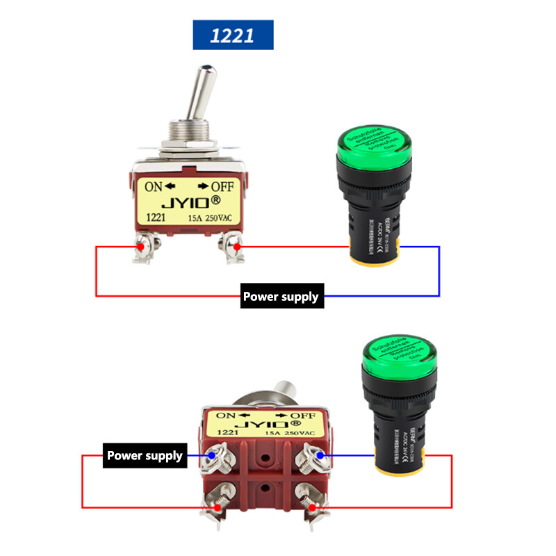 Toggle Switch On Off 2 Position 4 Pin DPST 15A 250Vac Car Boat E-TEN 1221