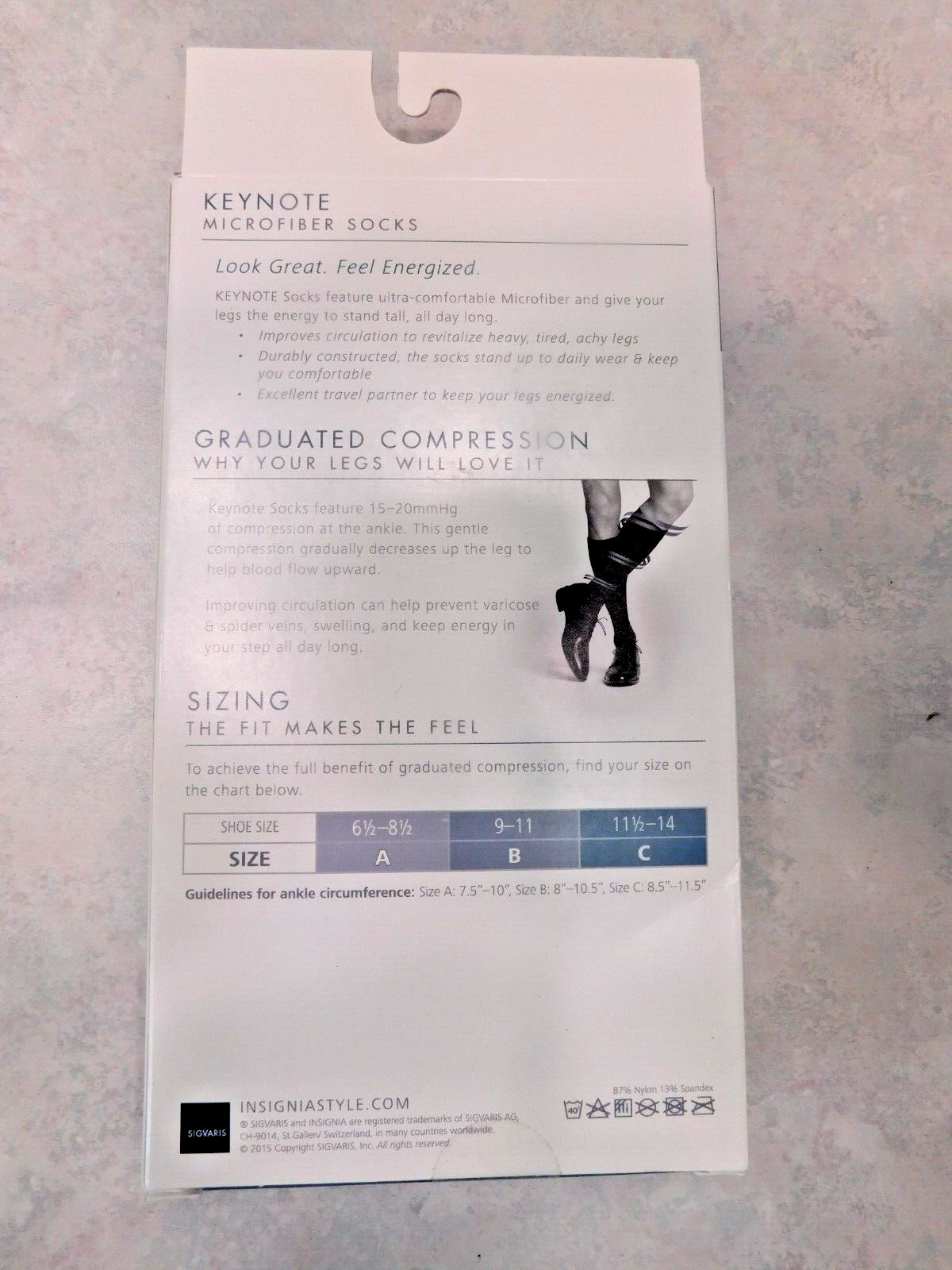 Men's Sigvaris Keynote Microfiber Knee High Compression Socks Steal Grey Size C