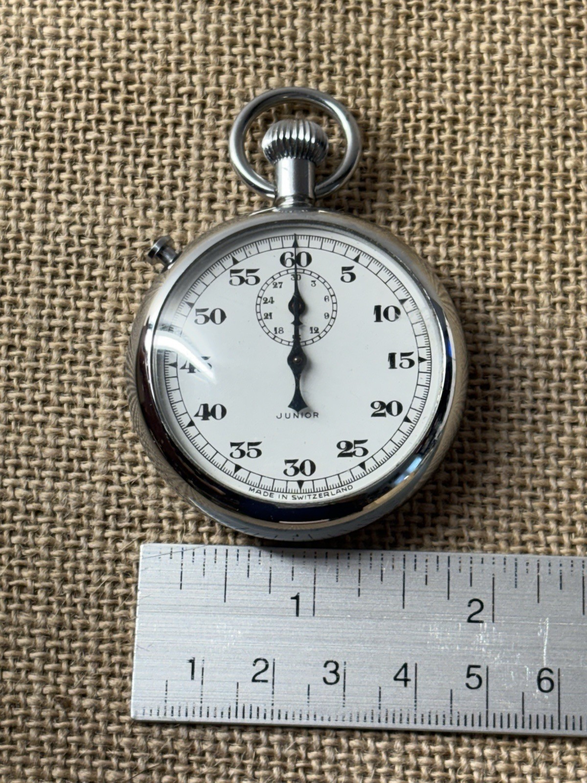 Vtg JUNIOR Swiss Made Pocket Timer Stop Watch **READ