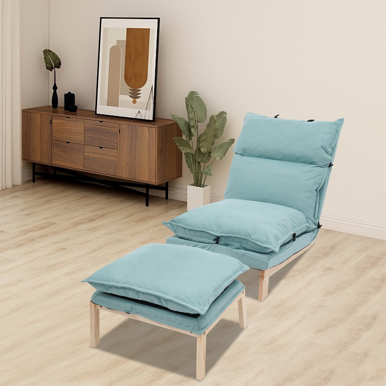 Leisure Balcony Adjustable Recliner Green Single Lazy Sofa Lounge Chair
