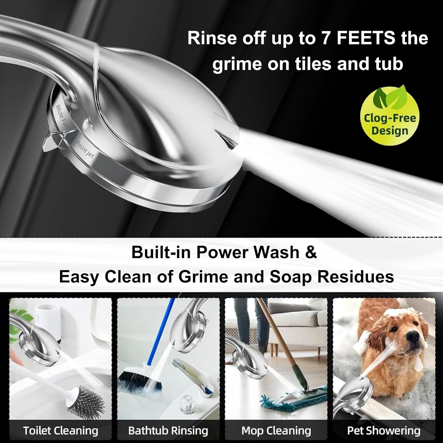 Shower Head,10 Functions High Pressure Shower Head with Handheld, Built-In Pause