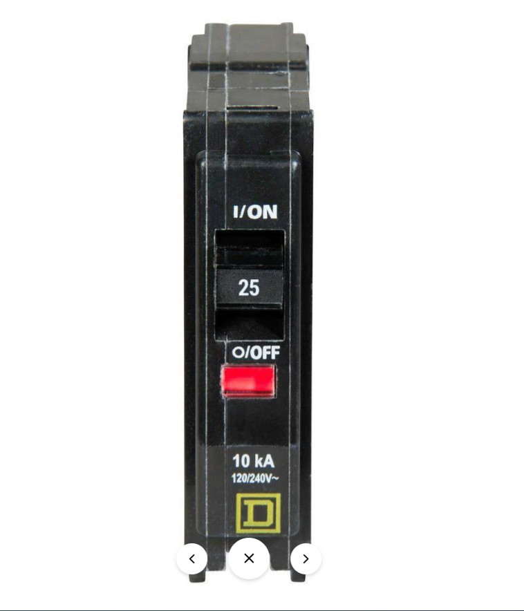 New Square D QO125 1 Pole 25 Amp 120V AC Plug In Type QO Circuit Breaker