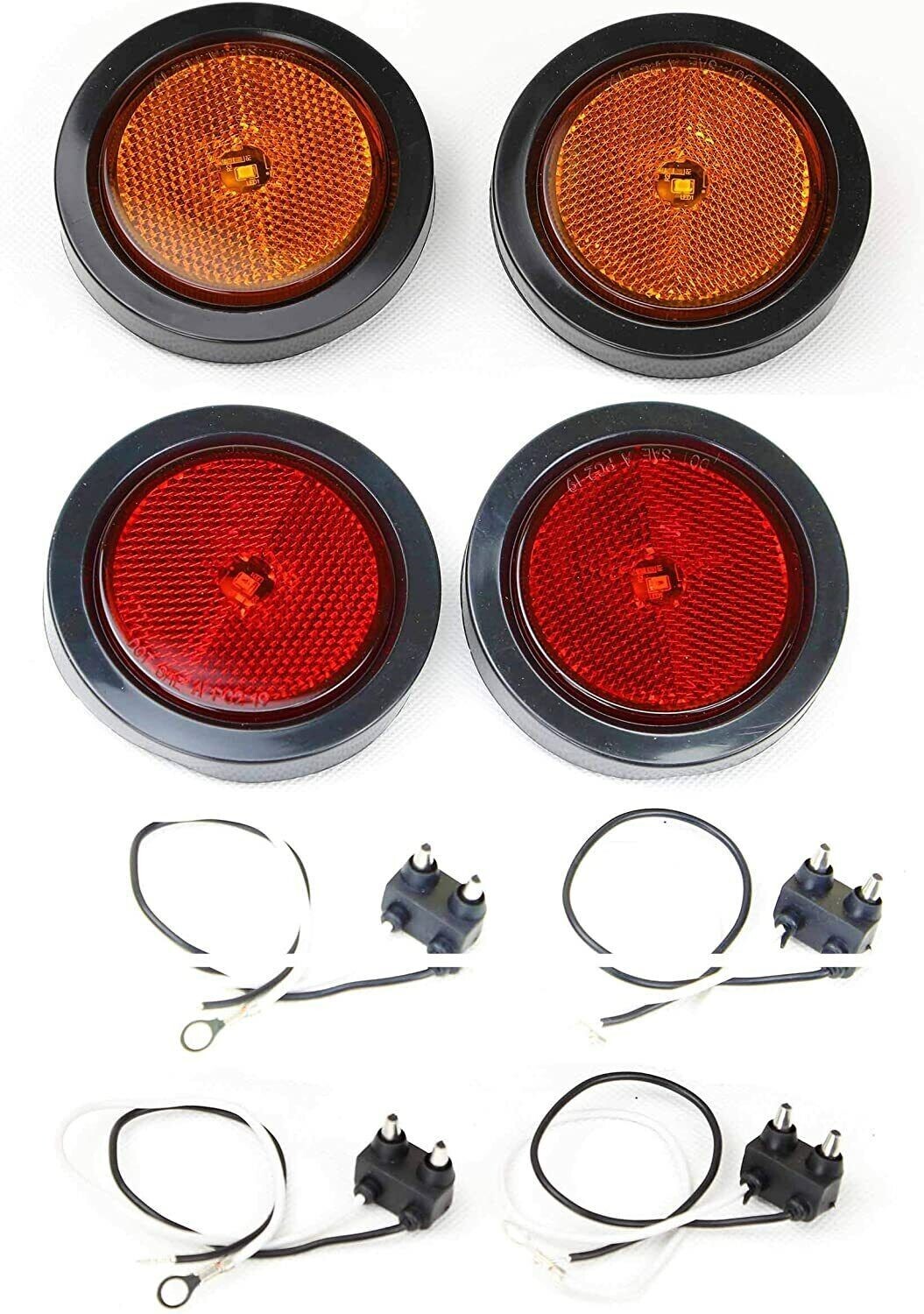 Red Amber 2-1/2" Round SMD LED Submersible Trailer Marker Lights Reflector Lense