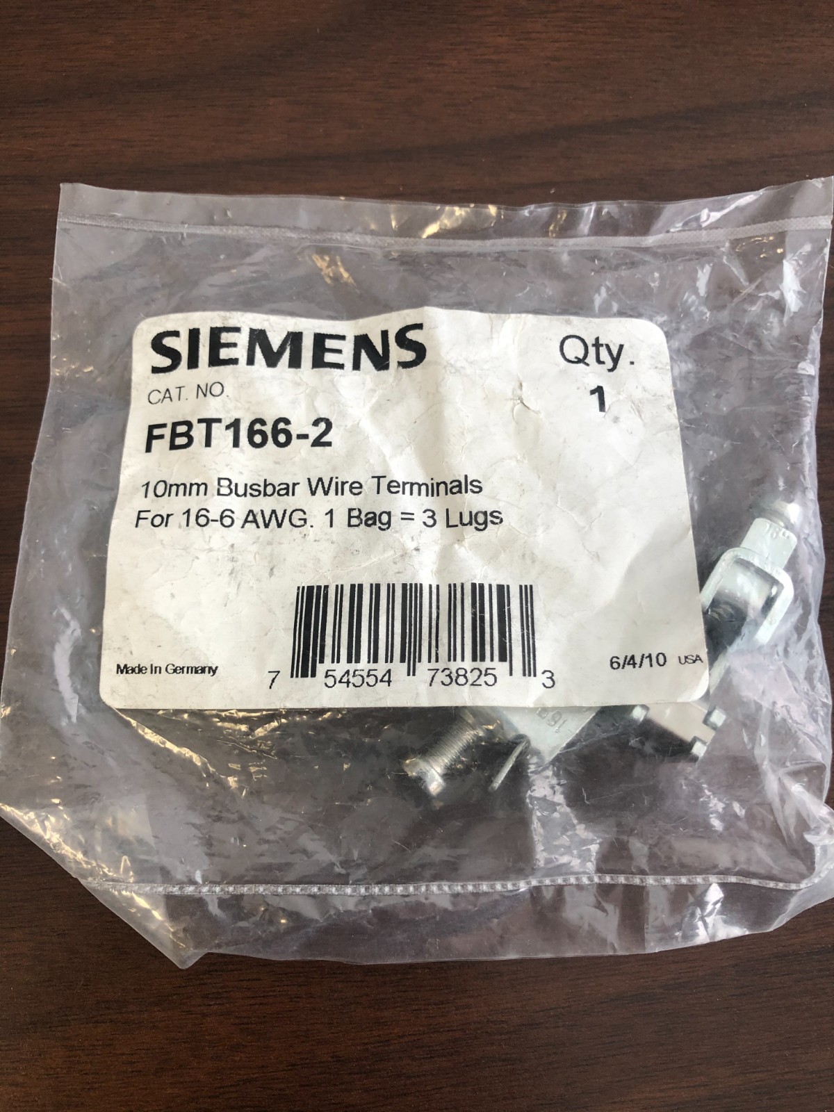 NEW SIEMENS fast buss lugs FBT166-2 busbar hardware kit 10mm 3 bags of 3 pcs ea.