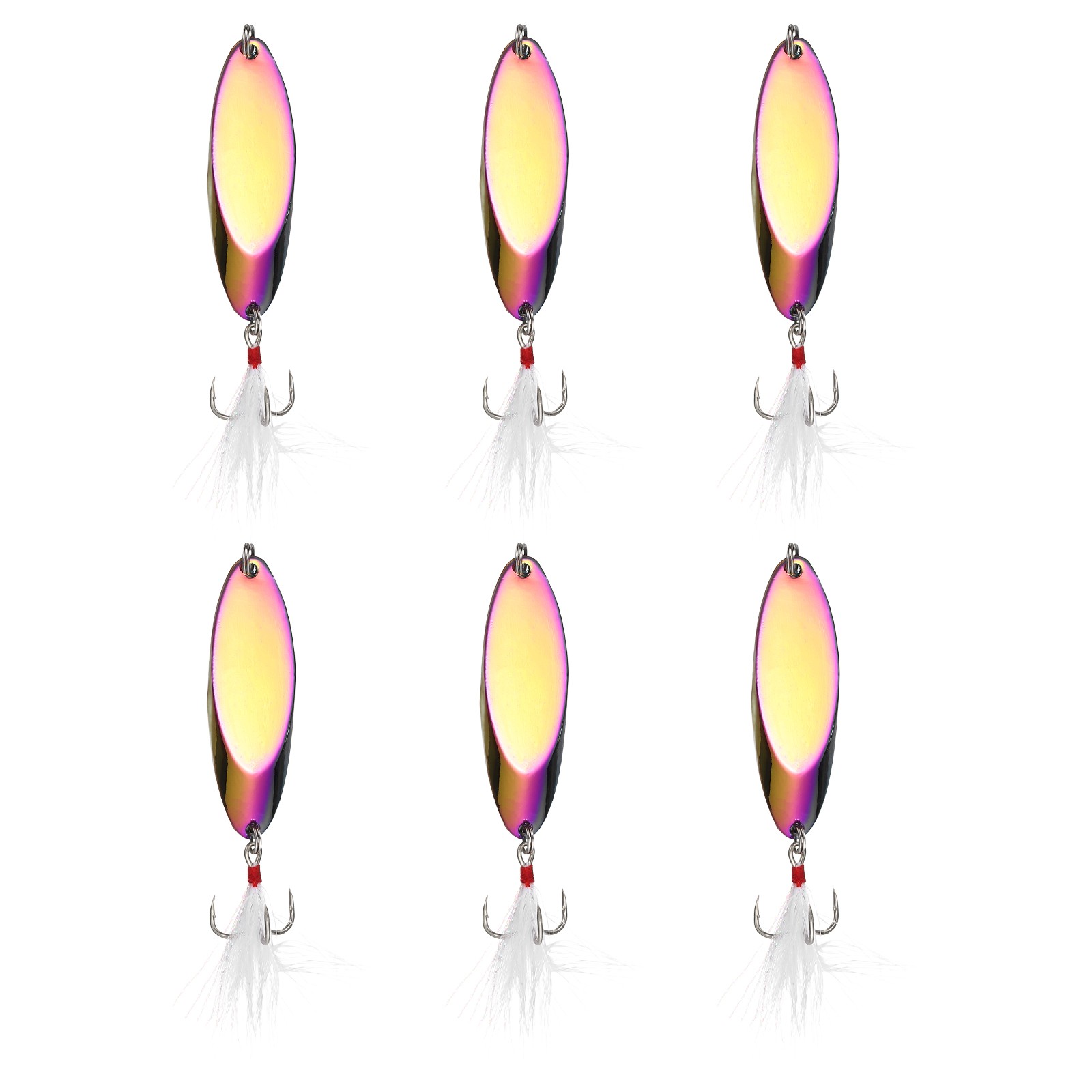 Fishing Spoons Lures, Trout Lures with Treble Hooks 6 Pcs 3/4 oz Colorful