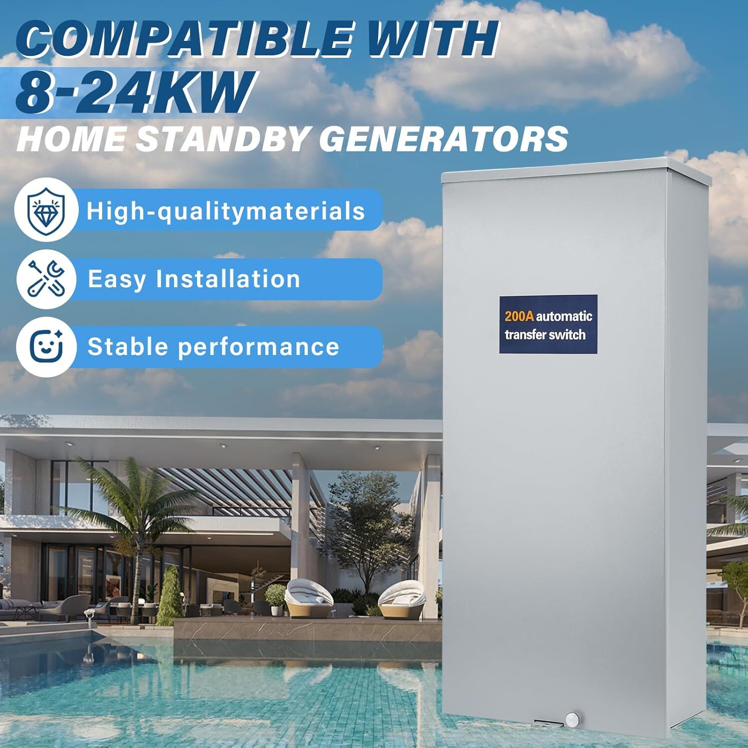 200-AMP Automatic Whole House Transfer Switch.