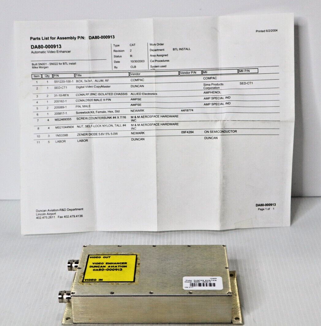 Duncan Aviation DA80-000913 Automatic Video Enhancer
