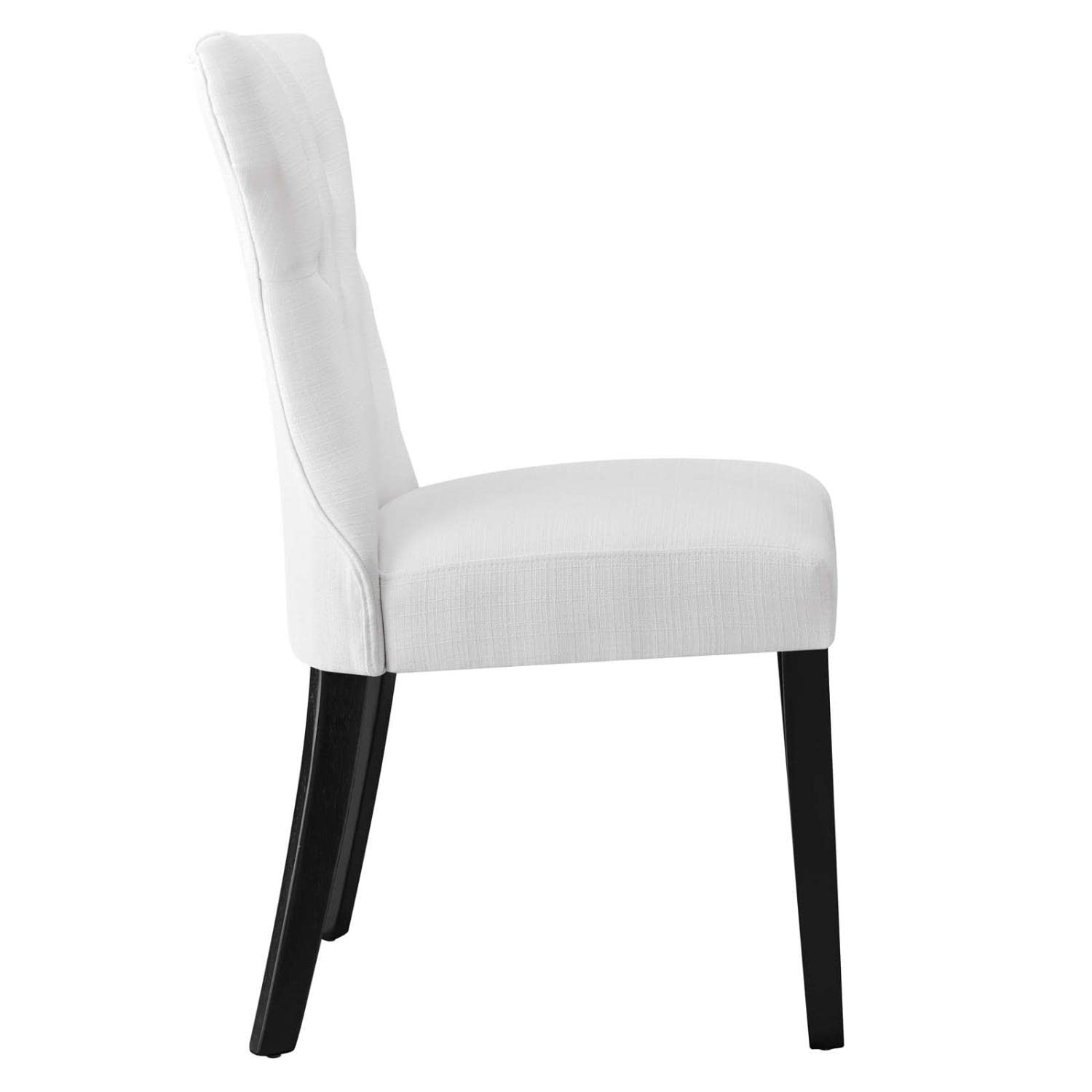 Maklaine Polyester Fabric and Rubberwood Dining Side Chair in White