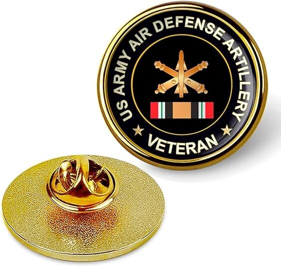 US Army Air Defense Artillery Veteran Tie Suit Shirt Lapel Pin - Gold