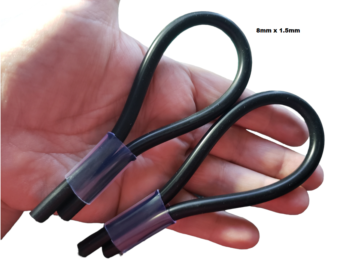 2 Conductive Rubber Loops Big Adjustable Tubing - For Tens Estim Erostek 8mm OD