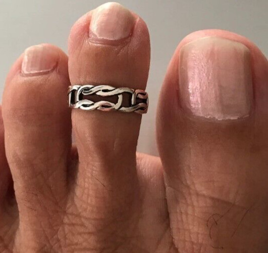 Daily Use For Women's Solid Metal Adjustable Toe Ring White Gold Plated Silver