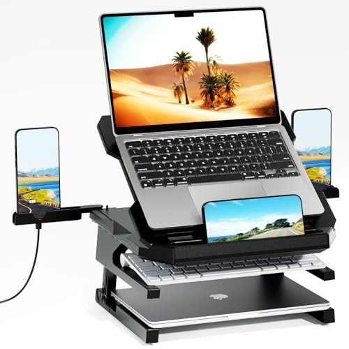Laptop Stand for Desk, Phone Stand, Extended Laptops Riser, Elevator, Upgraded