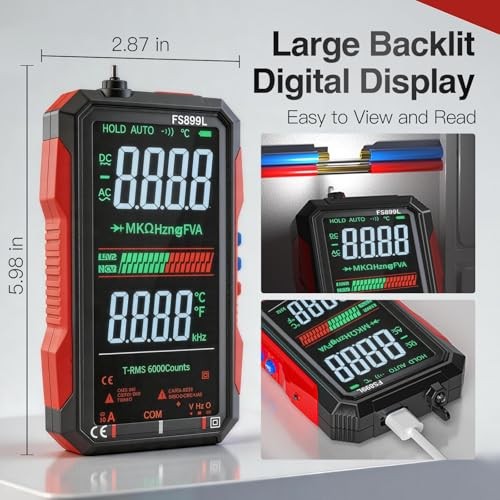 USB Rechargeable Digital Multimeter Smart Automatico True Rms Professional USB