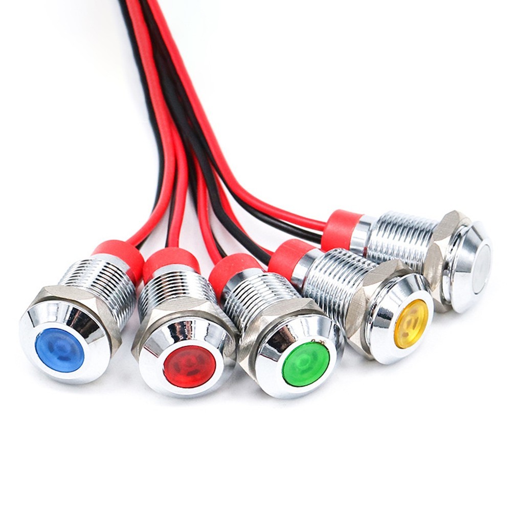 4Pcs 10mm LED Indicator Light 12-24V Waterproof Signal Light Metal Panel Light