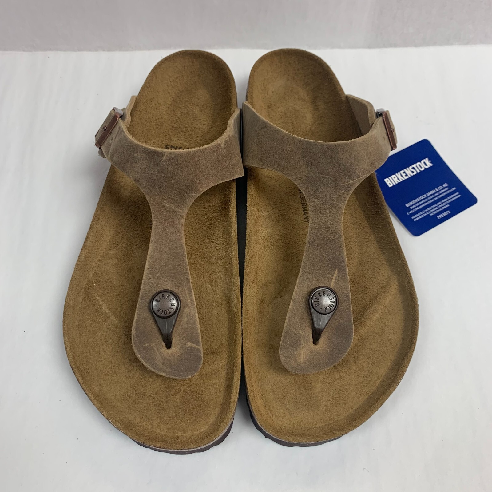 Birkenstock New w/ Box Gizeh Tobacco Brown Oiled Leather Regular - Select Size